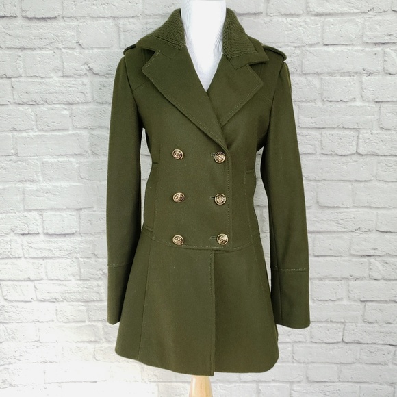 green wool peacoat